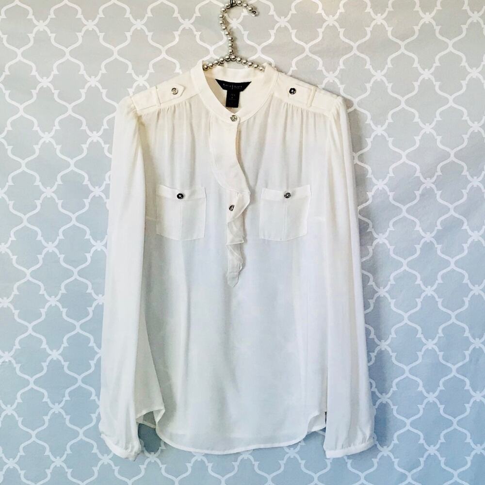 WHBM Ruffle Popover Silk Blouse